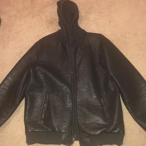 Leather Coat with hood